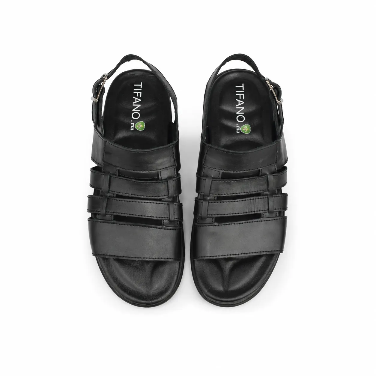Sandales pour homme 022 Noir Cuir  miniature